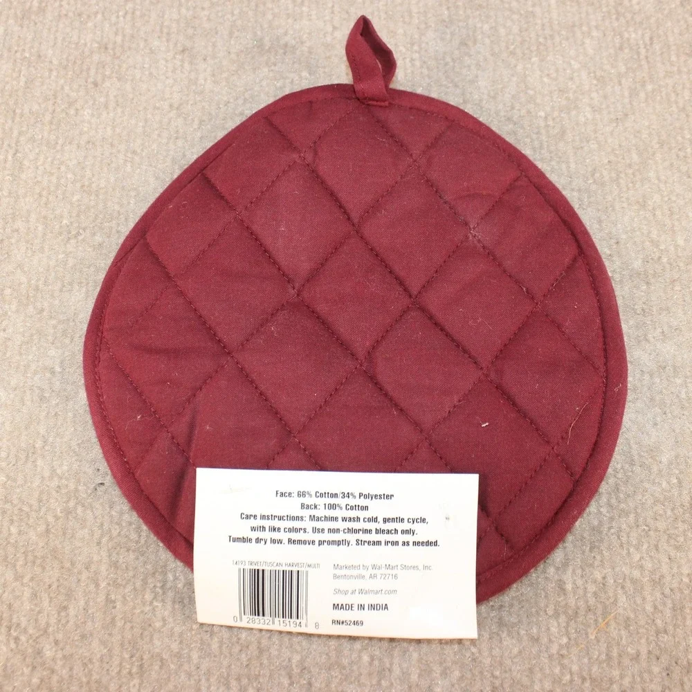 Harvest Tuscan Harvest Trivet Red Apple Woven Tapestry Pot Holder 8 Inch Round